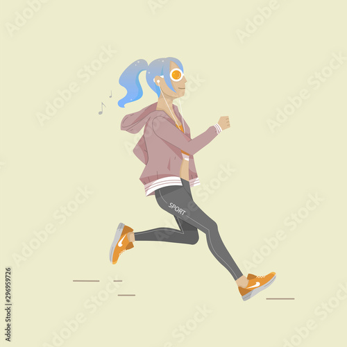 Stylish Illustration of a jogging sports girl.