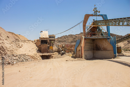 heavy machinery industrial equipment for digging in desert quarry place  