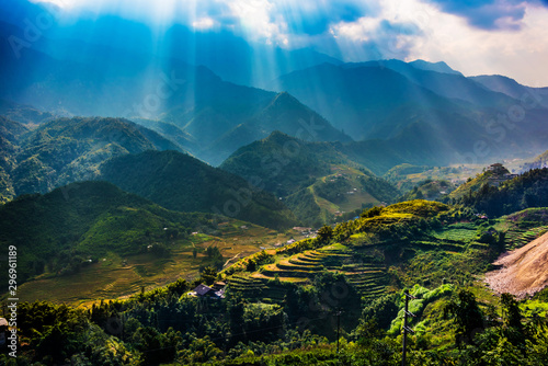 Landscape view of Sapa Valley in Lao Cai Province in Vietnam