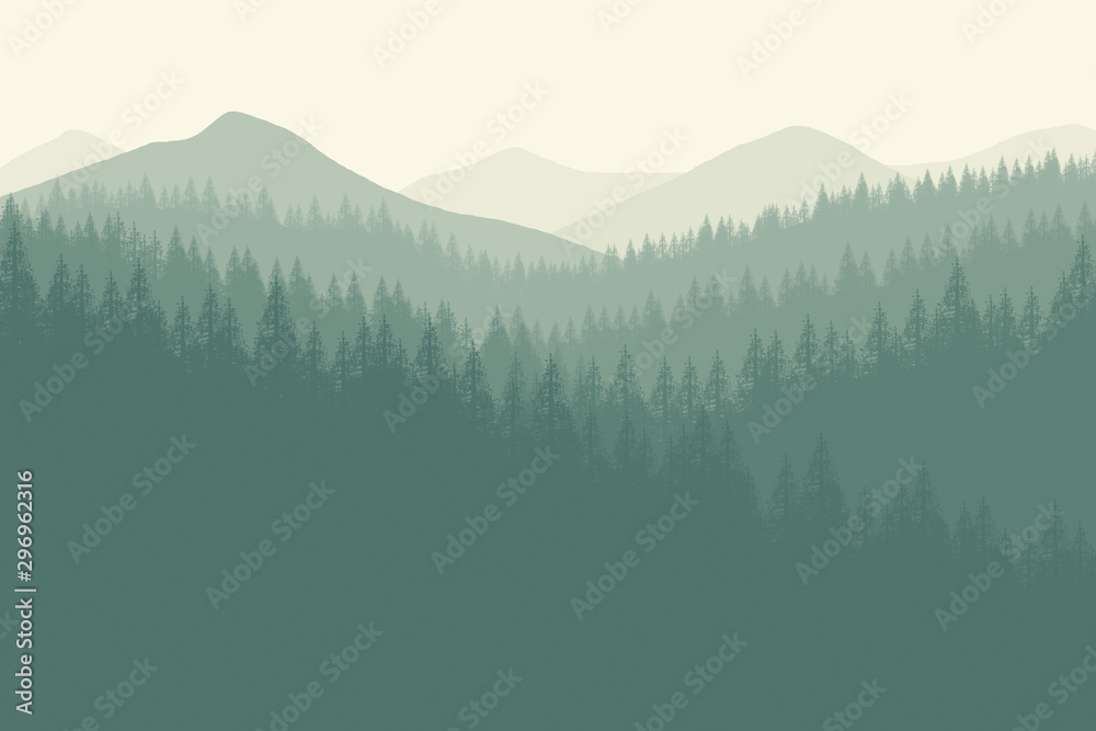 Fototapeta premium Flat landscape forest for background , wallpaper 