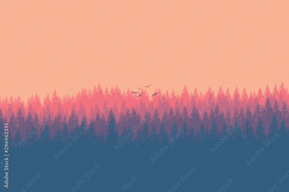 Obraz na plátně Flat landscape forest for background , wallpaper