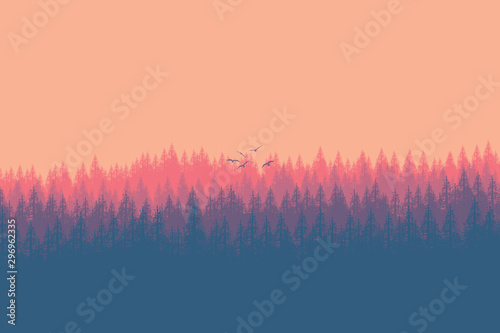 Flat landscape forest for background , wallpaper 