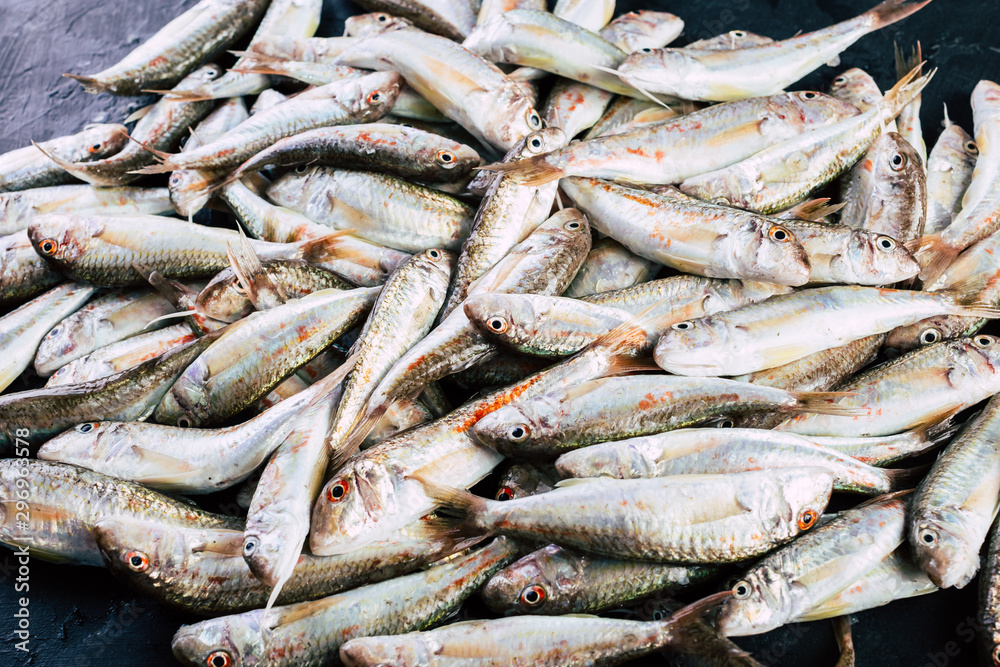 Fresh Catch of Red Mullet. Black Sea Sultanka Fish.