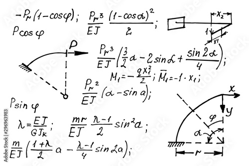 Vintage education background. Geometry law theory and mathematical formula equation on whiteboard. Vector hand-drawn illustration.