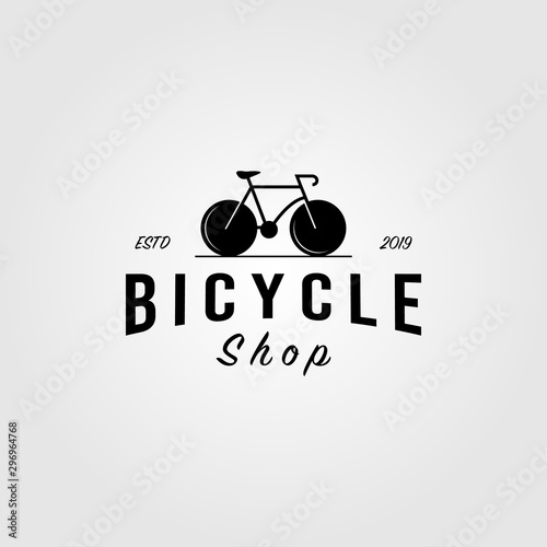 bicycle bike shop logo minimalist vintage vector icon design illustration