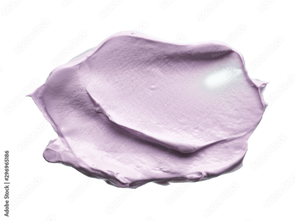 Gently purple texture and strokes of a facial cleansing mask or acrylic paint isolated on a white background Gently purple texture and strokes of a facial cleansing mask or acrylic paint isolated on a white background