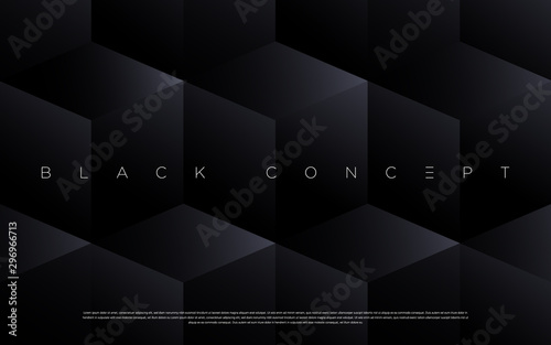 Minimalist black premium abstract background with luxury dark geometric elements. Exclusive wallpaper design for poster, brochure, presentation, website etc. - Vector EPS