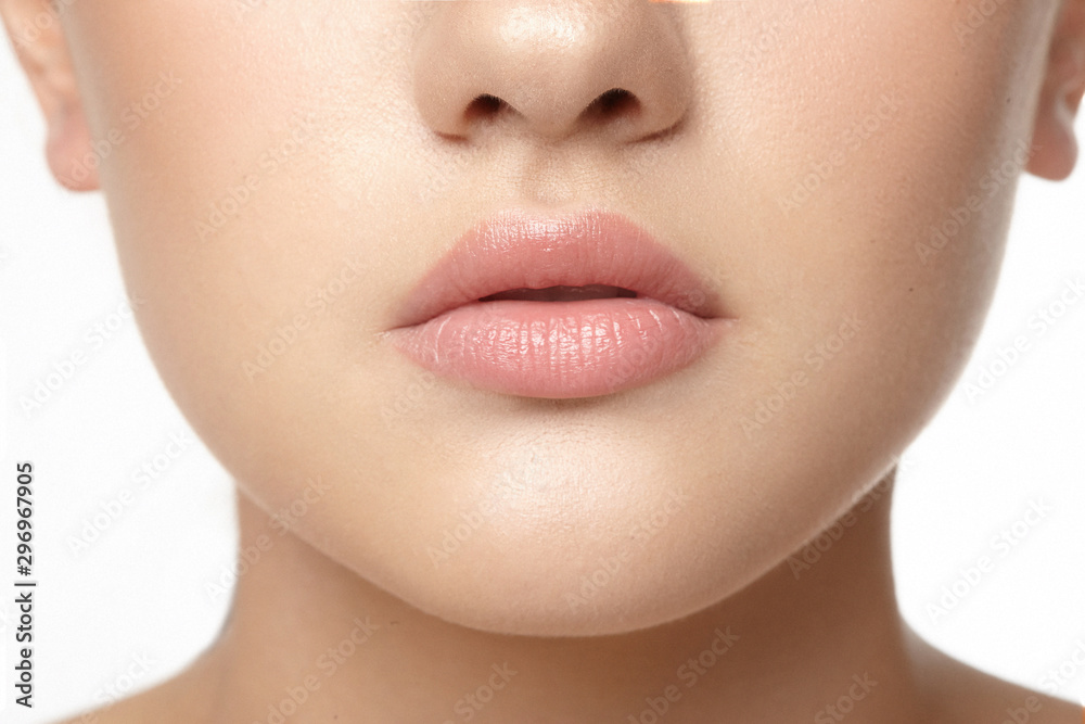 close-up lips on a white background close-up lips on a white background