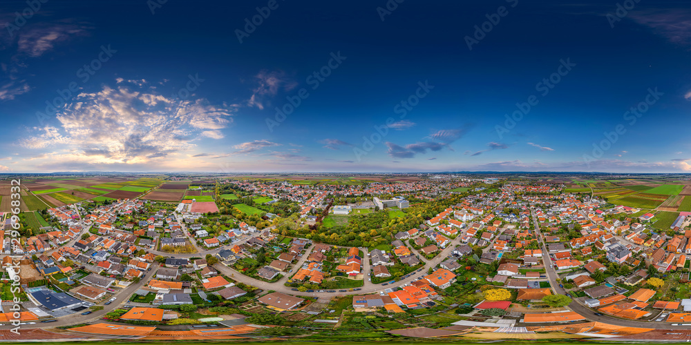 360° aerial view of Worms Weinsheim in Germany