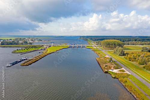 Bilde på lerret Aerial from the sluice at Nijkerk in the countryside from the Netherlands