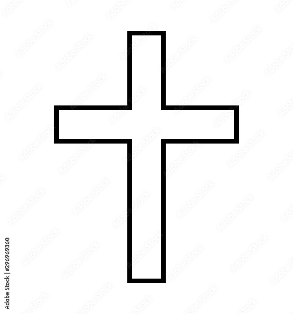 cross line icon vector isolated on white