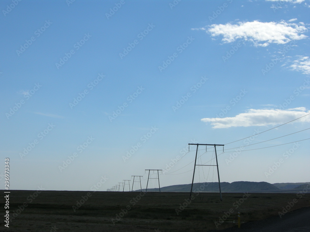 Iceland Powerlines to the horizon