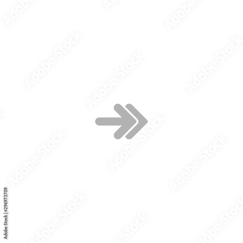 grey right double rounded arrow icon. Isolated on white. Continue icon. Next sign.