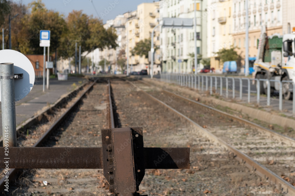 Fototapeta premium streetcar rails in Budapest 2