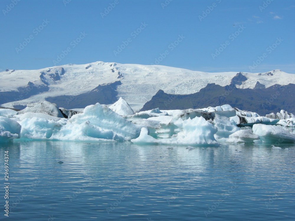 glacial lake with icerberg