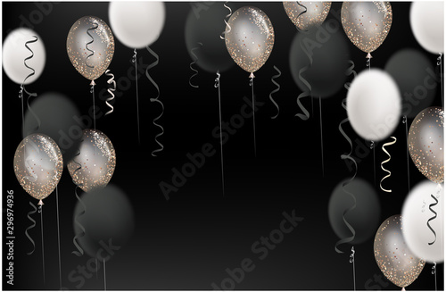Elegant background with levitating air balloons and serpentine. Vector illustration