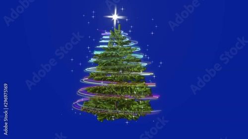 3D rendering on chroma key background of a magical Christmas tree.