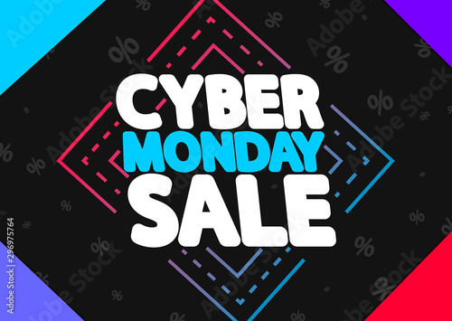 Cyber Monday Sale, poster design template, vector illustration