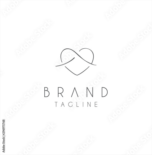 Monogram Heart Love Logo Line Design Abstract Stock Vector . love Heart Logo 