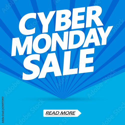 Cyber Monday Sale, poster design template, vector illustration