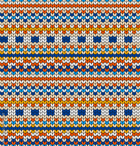 Bright, colorful geometric background. Imitation knitting pattern, jacquard. Seamless decorative backdrop. Handmade