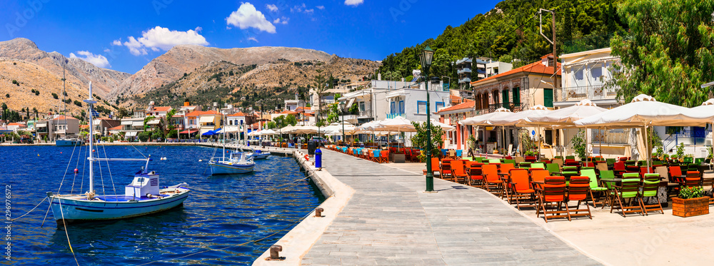 Idyllic traditional fishing villages of Greece - beautiful Lagkada in Chios island