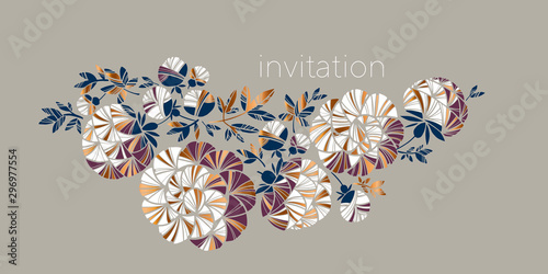 Concept new retro style peony flowers pattern