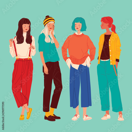 Diverse women faces background, women different style