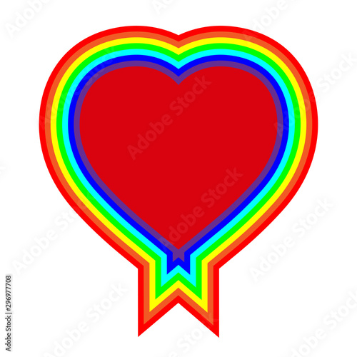 Rainbow heart shape on white background,Vector