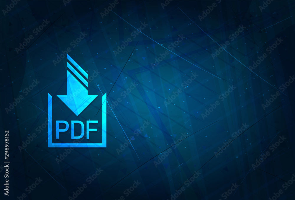 Fototapeta PDF document download icon futuristic digital abstract blue background