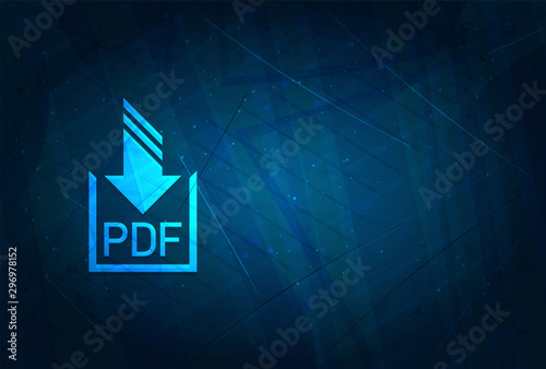 PDF document download icon futuristic digital abstract blue background