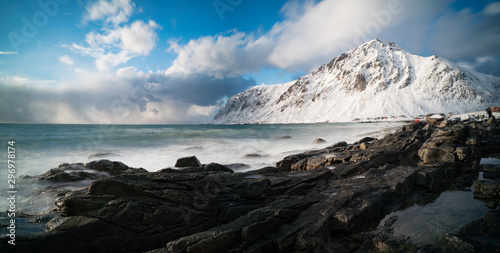 Panorama seashore and mountains in Norway