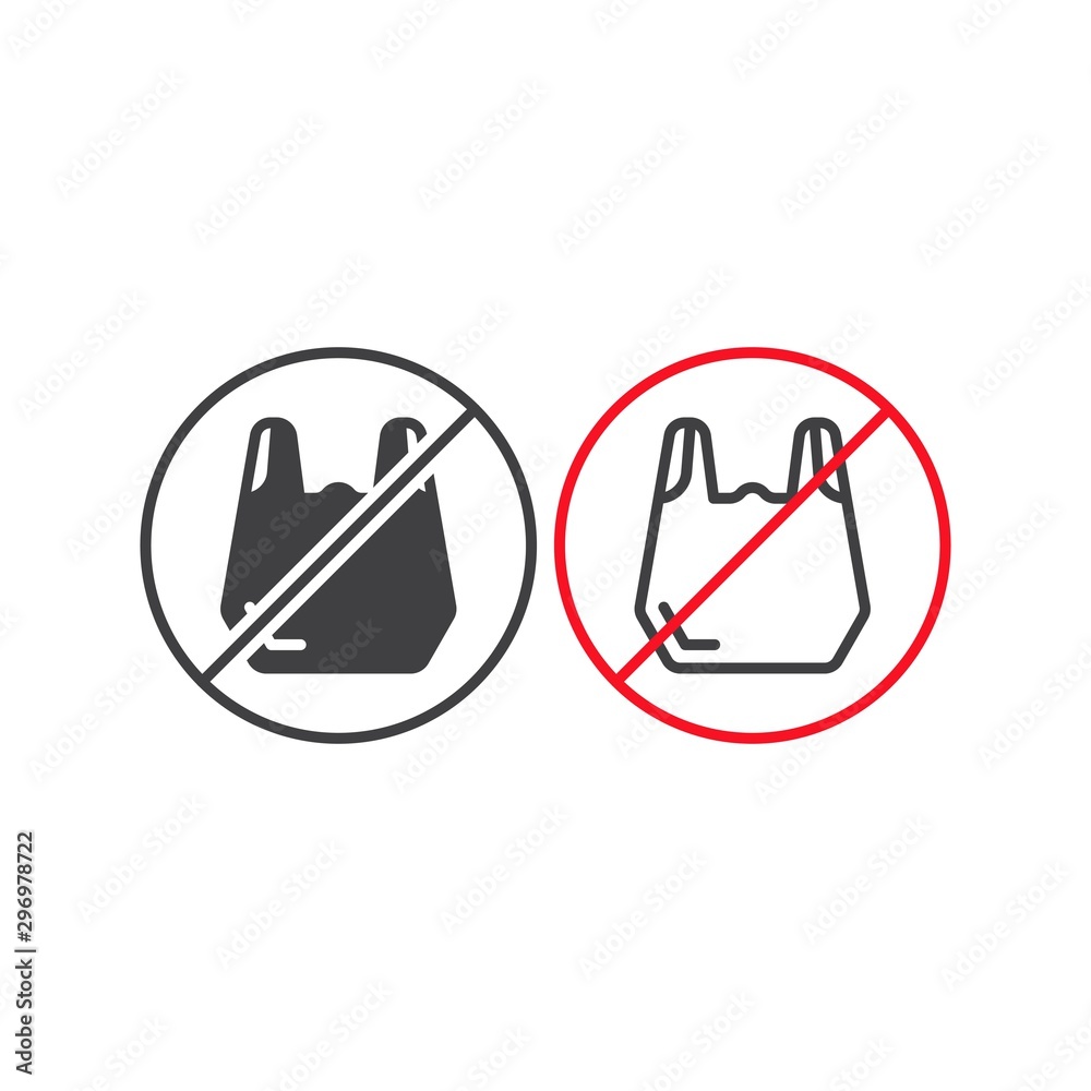 Stop, no plastic bag sign. Vector icon template Stop, no plastic bag sign. Vector icon template