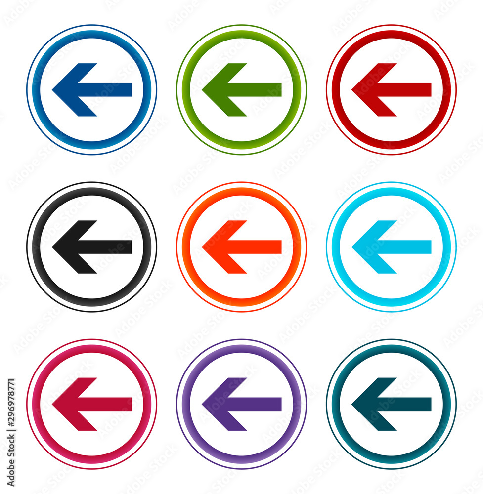 Back arrow icon flat round buttons set illustration design Back arrow icon flat round buttons set illustration design