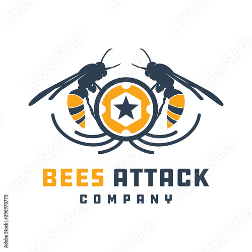 Bees attacking animal logo design
