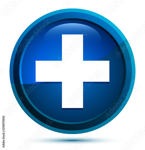 Plus icon elegant blue round button illustration
