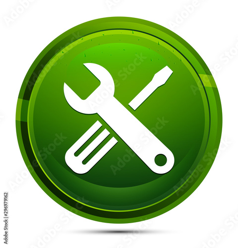 Tools icon glassy green round button illustration