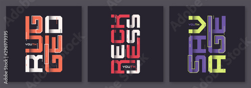 Set of graphic modern t-shirt vector designs, typography