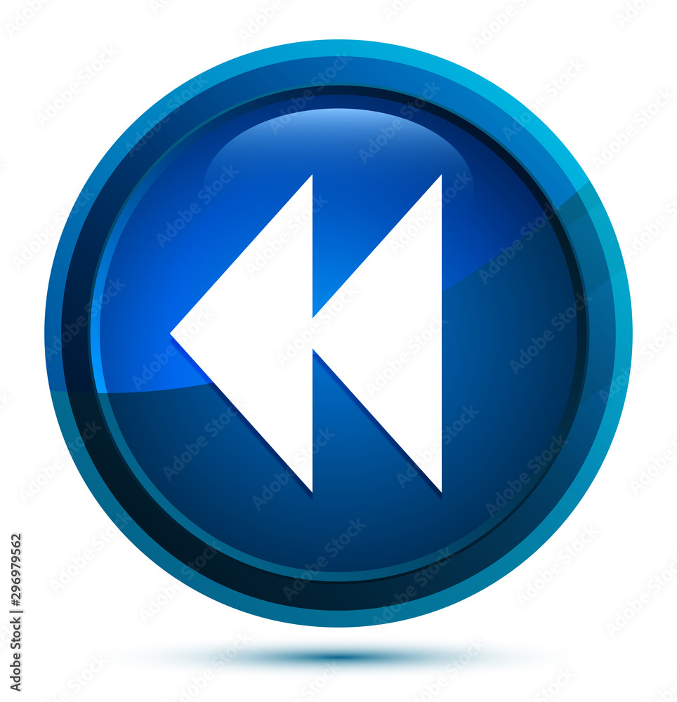 Jump backward icon elegant blue round button illustration Jump backward icon elegant blue round button illustration