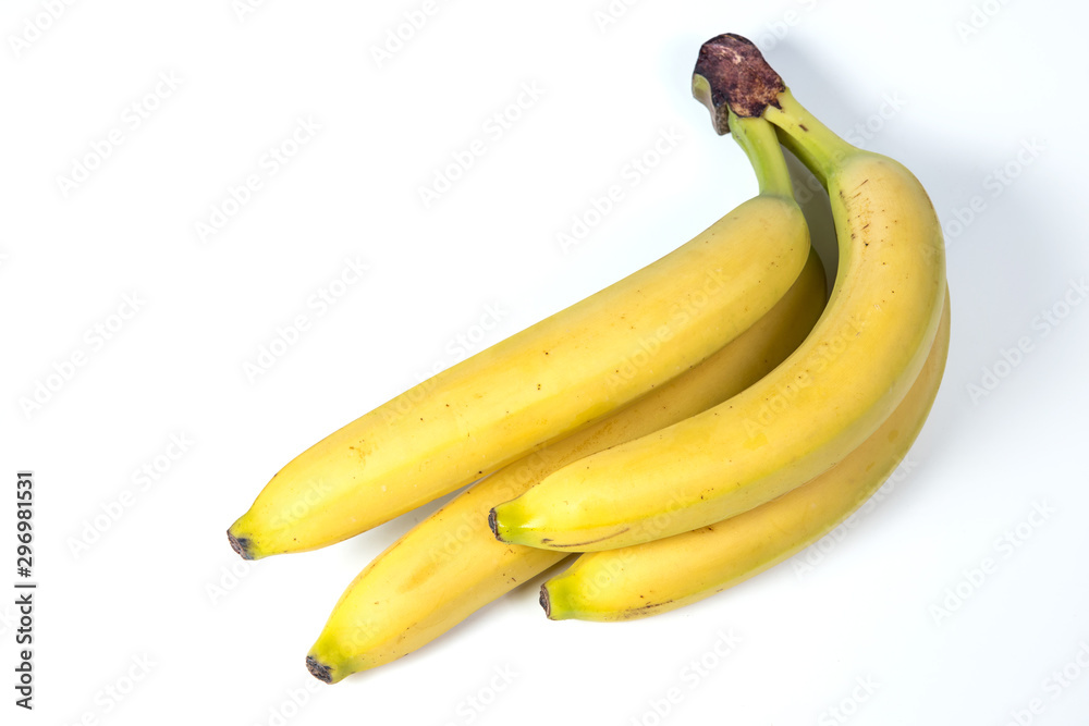 bananas against white background. four things bananas against white background. four things