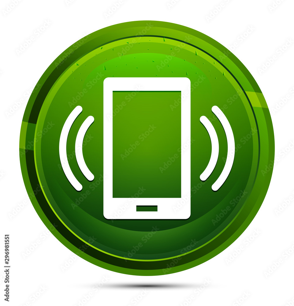 Smartphone network signal icon glassy green round button illustration Smartphone network signal icon glassy green round button illustration
