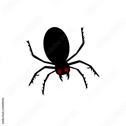 black scary red-eyed spider. Vector illustration. Isolate on a white background.