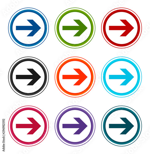 Next arrow icon flat round buttons set illustration design