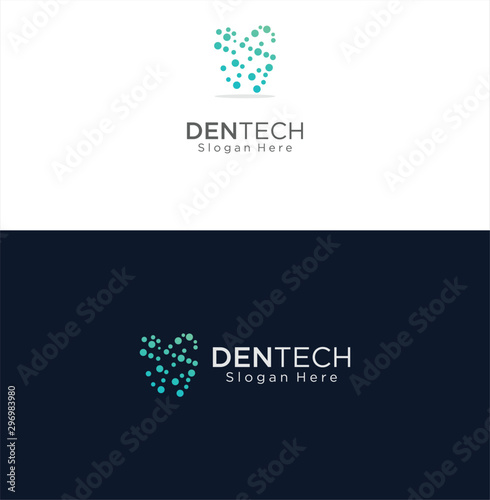 Tooth Dentist Dental Tech Logo Design Template . Abstract Teeth Dental Care Logo Stock Vector . Dental Teeth Digital Logo	