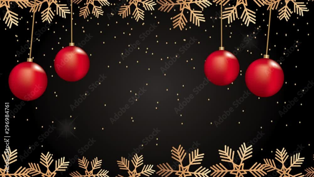 happy new year animation with balls hanging