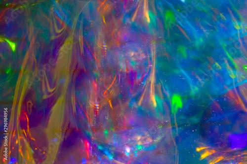 Fototapeta Naklejka Na Ścianę i Meble -  close up holographic plastic bag blurred transparent texture