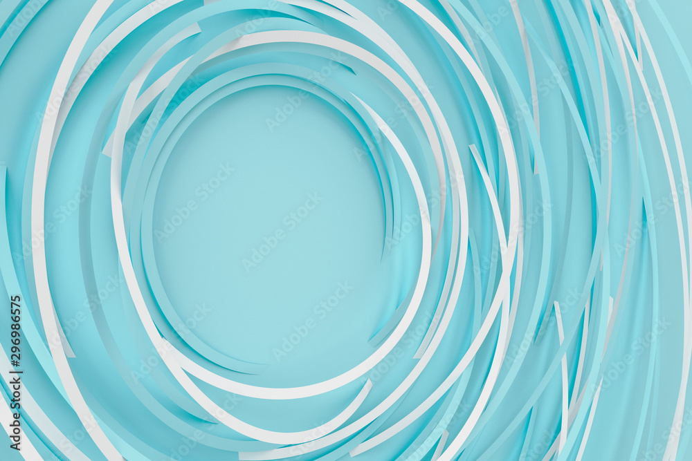 Abstract volume background with the image of a random rotating thin rings. 3D illustration