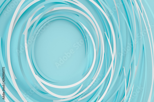 Abstract volume background with the image of a random rotating thin rings. 3D illustration