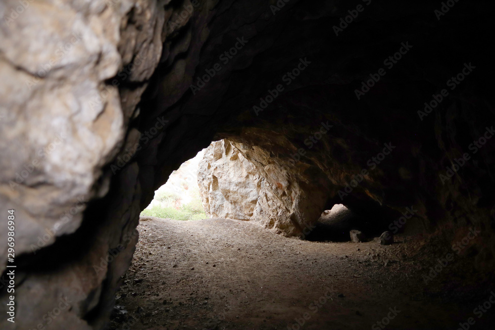Fototapeta premium Los Angeles, inside view of The Batcave located in Bronson Canyon/Caves, section of Griffith Park, location for many movie and TV show