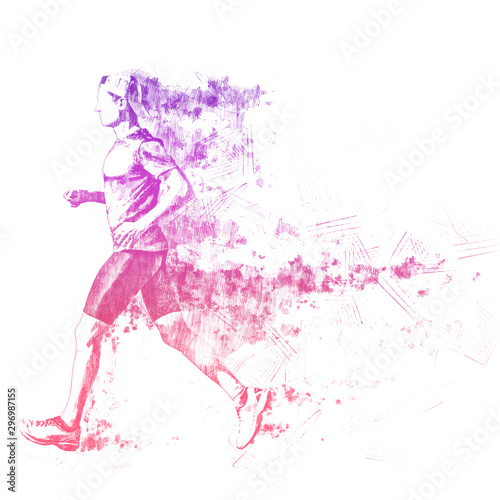 Hand-drawn illustration of a fast-running man with a blurred trace of his movement